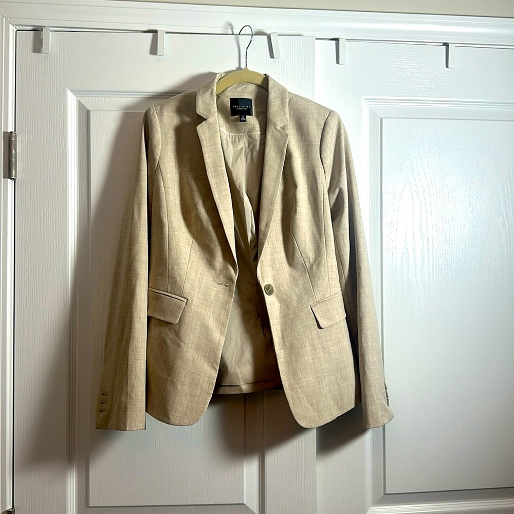 The Limited Sz 2 Tall Suit Jacket Tan - EUC with cute striped lining